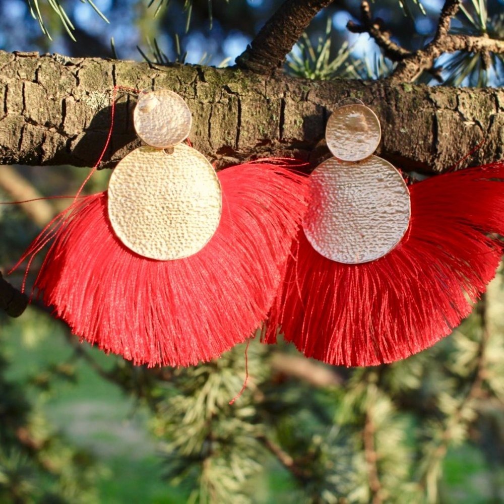 Boho Bohemian Tassel Handmade Statement Earrings